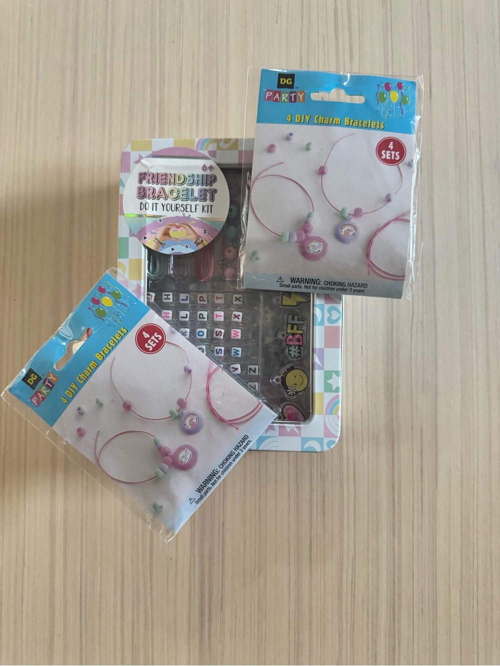 Friendship Bracelet DIY Kit with Pink Charm Bracelets
